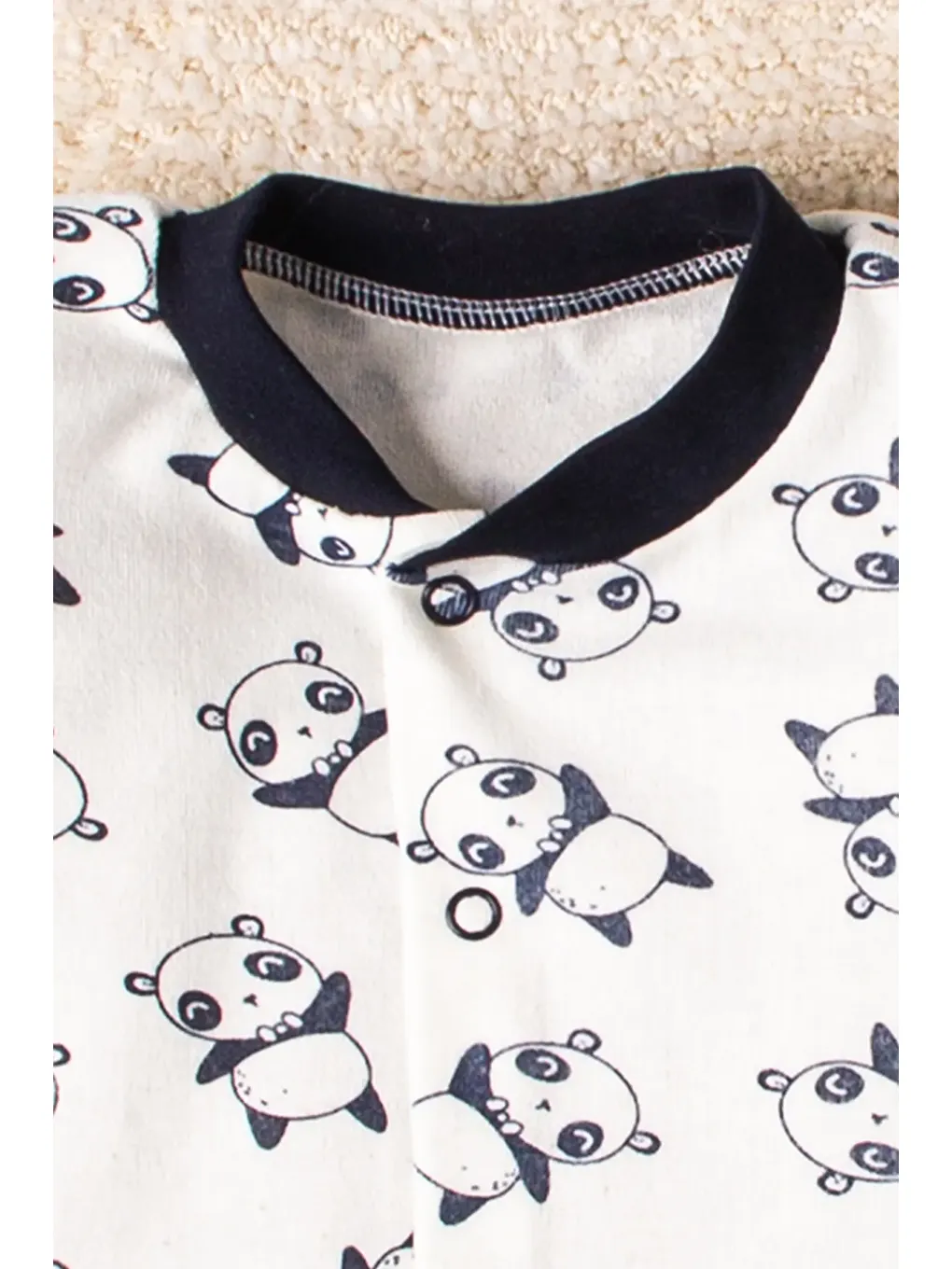 Gri Panda Siyah Beyaz Renkli 3' Lü Bebek Tulum Seti-4