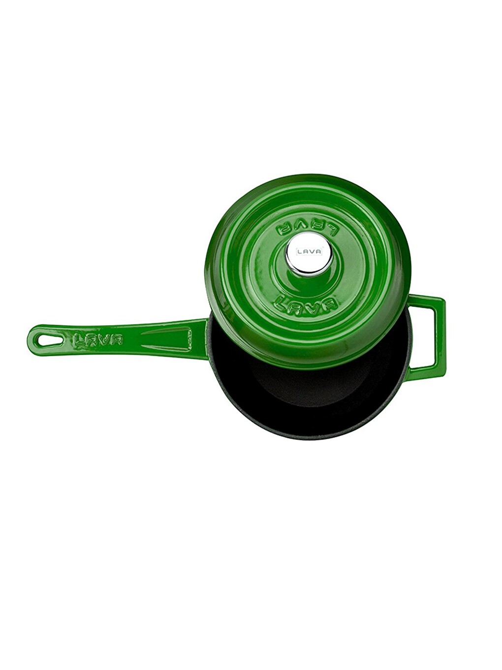 Yeşil Yuvarlak Sos Tenceresi. Döküm Demir Yekpare Saplı Trendy Serisi Çap(ø18 Cm.-2