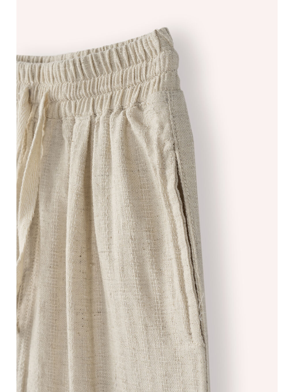 Erkek Bebek Beli Lastikli Cepli Bej Pantolon-2