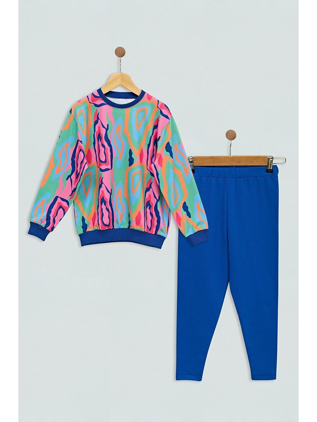 Mavi Baskılı Sax Alt Üst Takım