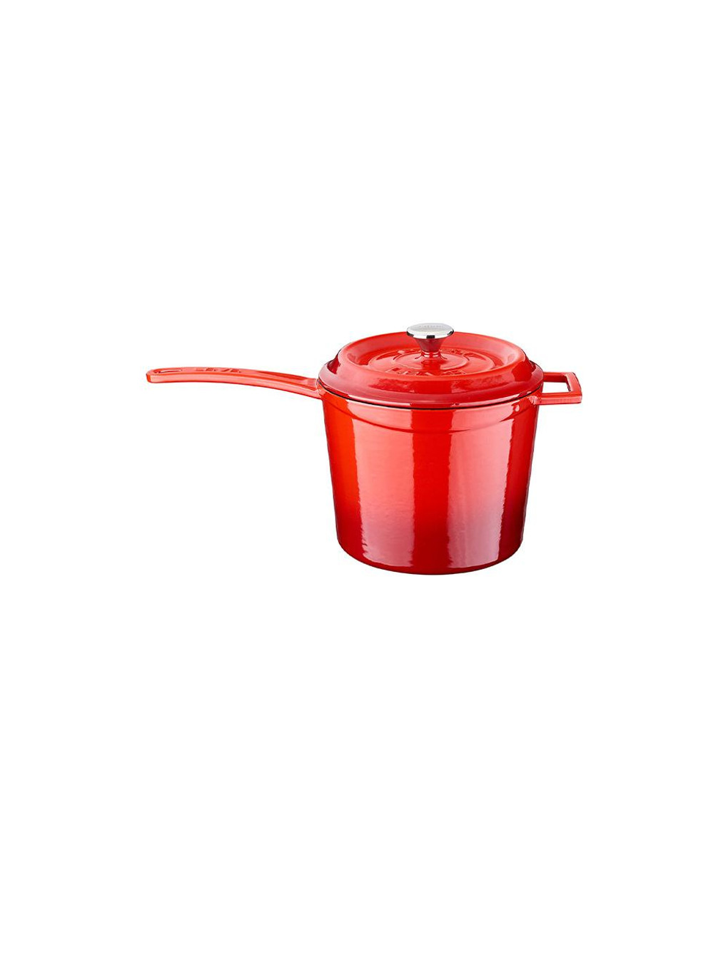 Kırmızı Yuvarlak Sos Tenceresi. Döküm Demir Yekpare Saplı Trendy Serisi Çap(ø18 Cm.