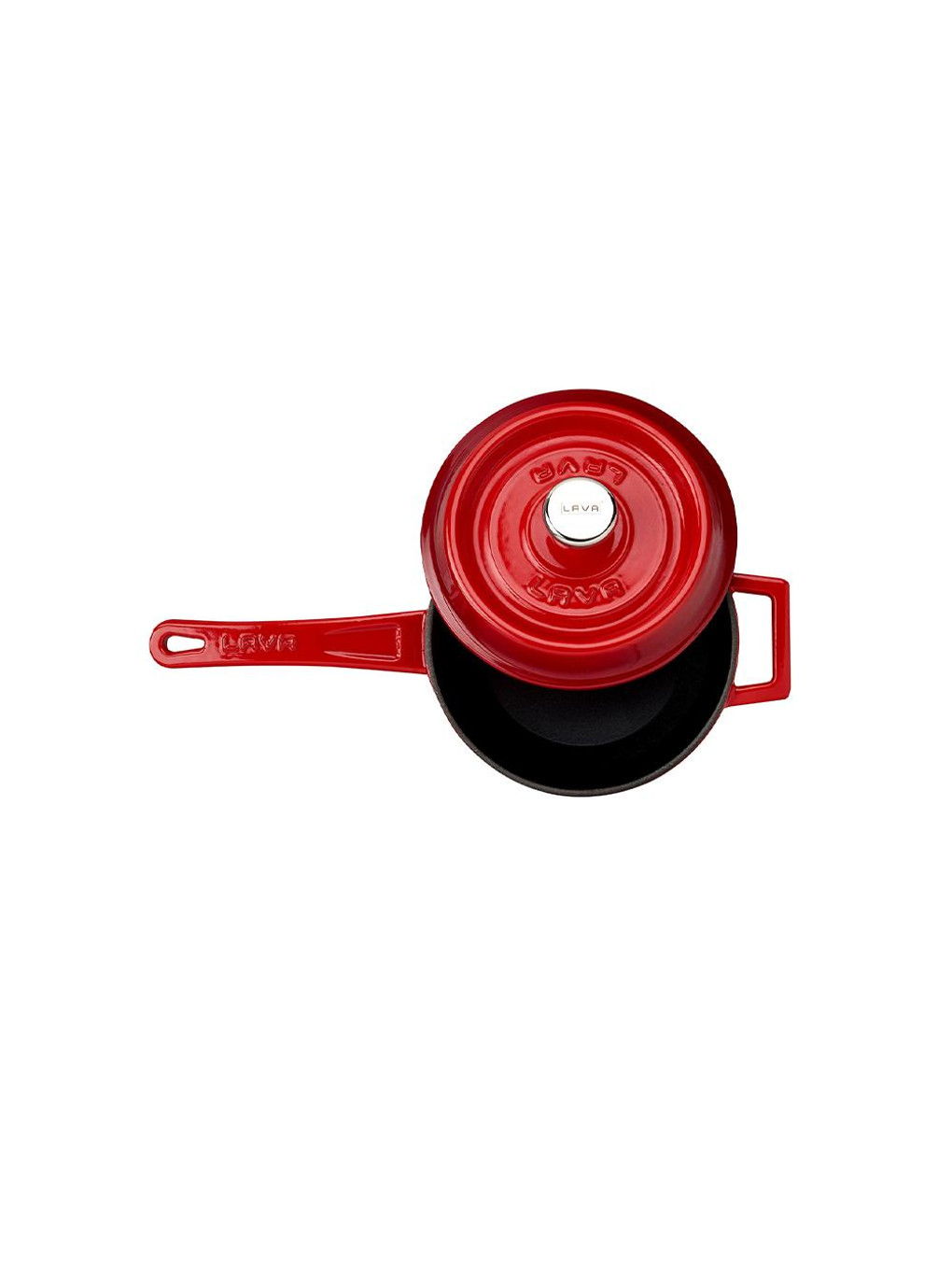Kırmızı Yuvarlak Sos Tenceresi. Döküm Demir Yekpare Saplı Trendy Serisi Çap(ø18 Cm.-2
