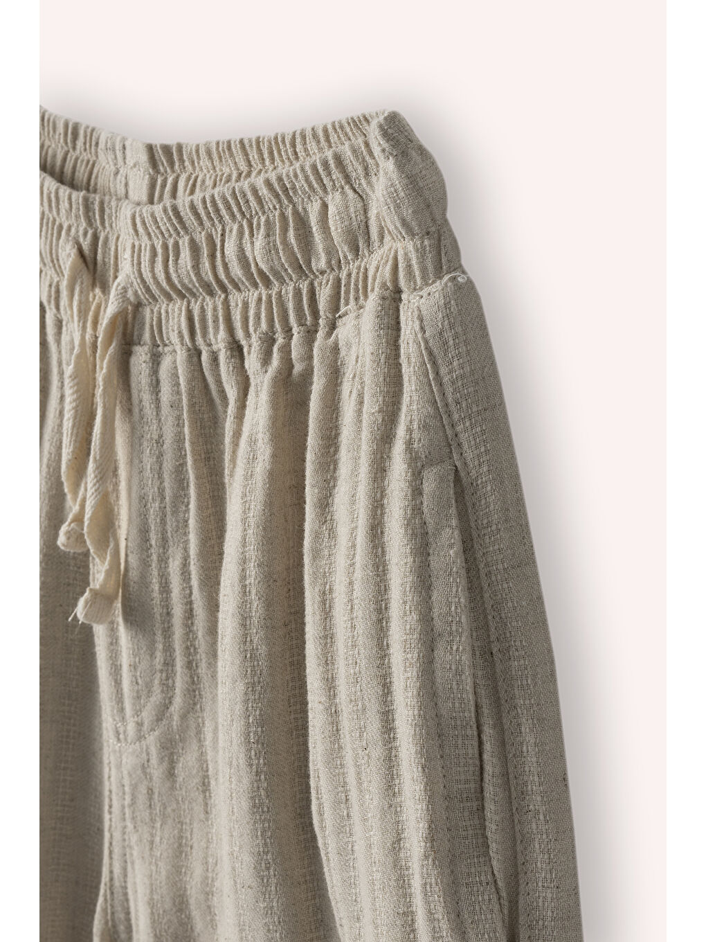 Erkek Çocuk Beli Lastikli Cepli Bej Pantolon-1