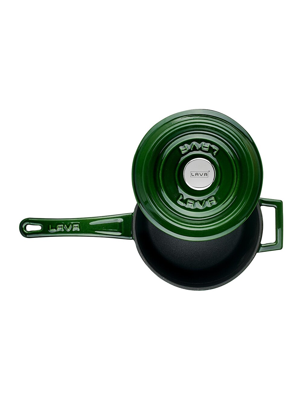 Yeşil Yuvarlak Sos Tenceresi Döküm Demir Yekpare Saplı Premium Serisi Çap(Ø)16cm.-1