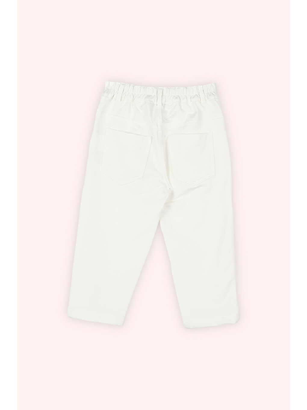 Erkek Bebek Kemeri Köprülü Beli Yarım Lastikli Cepli Örme Ekru Pantolon-2