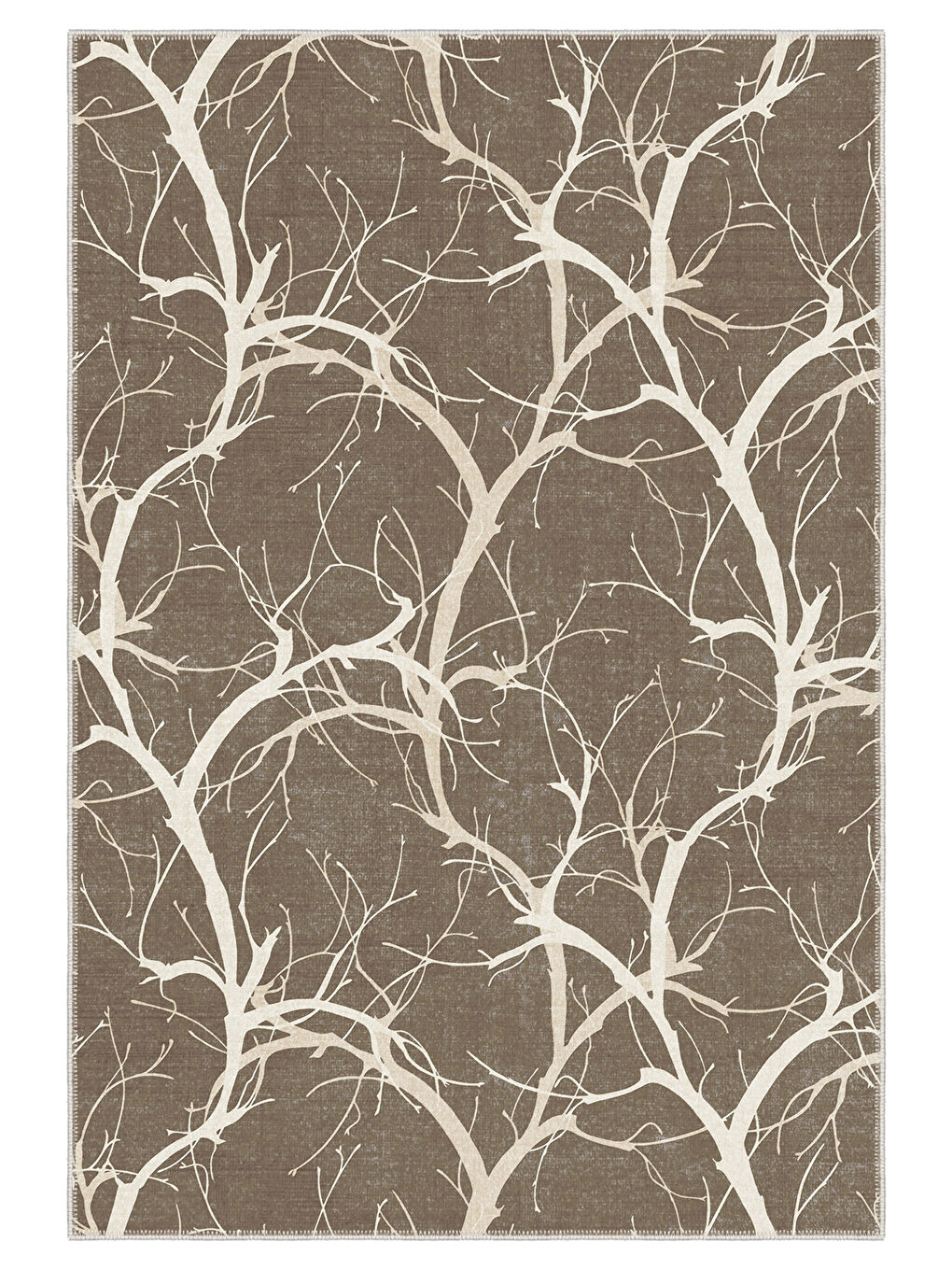 Kahverengi Dekoratif Özel Tasarım Yıkanabilir İnce Kaymaz Tabanlı Modern Halı KECE FR19