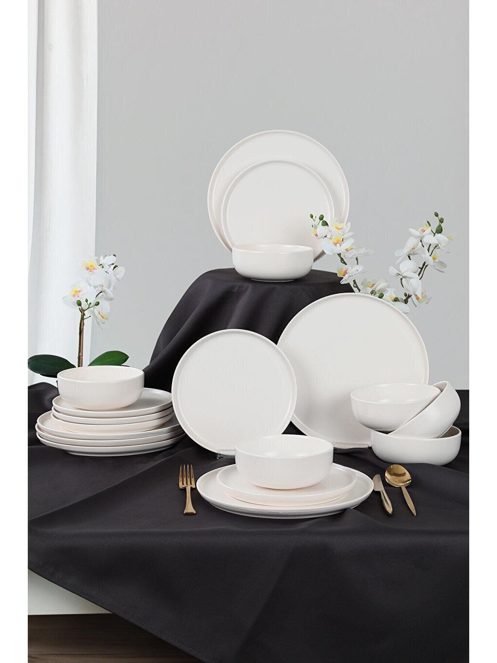 Mat Beyaz Nordic Yemek Takımı 18 Parça 6 Kişilik-2