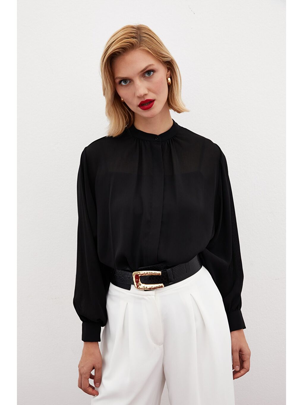 Hakim Yaka Salaş Gömlek - Siyah