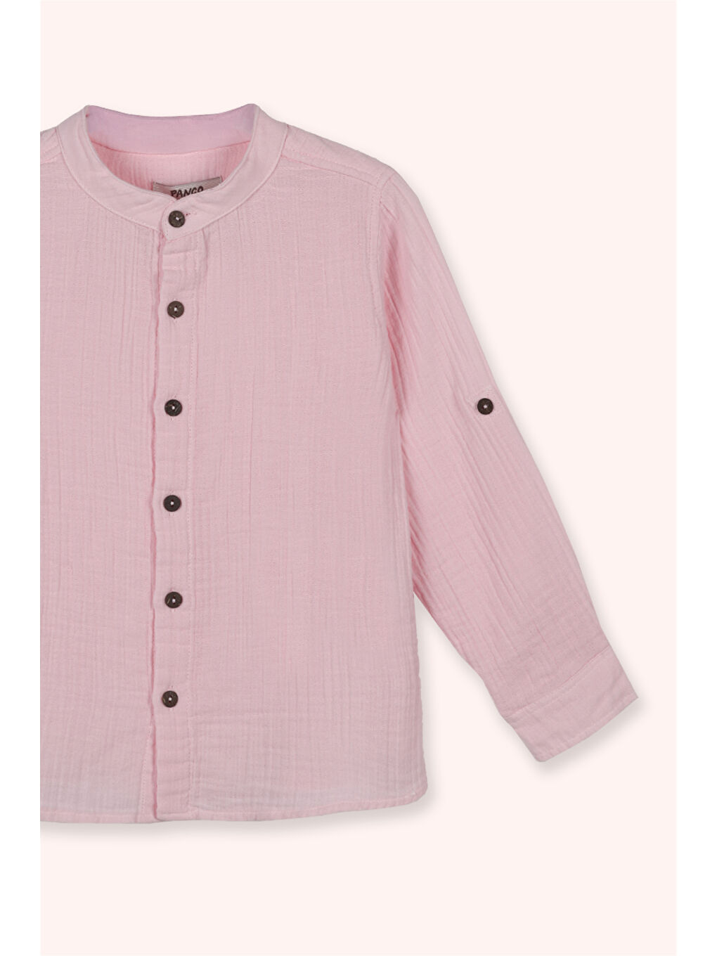 Erkek Çocuk Uzun Kollu Müslin Pembe Gömlek-2