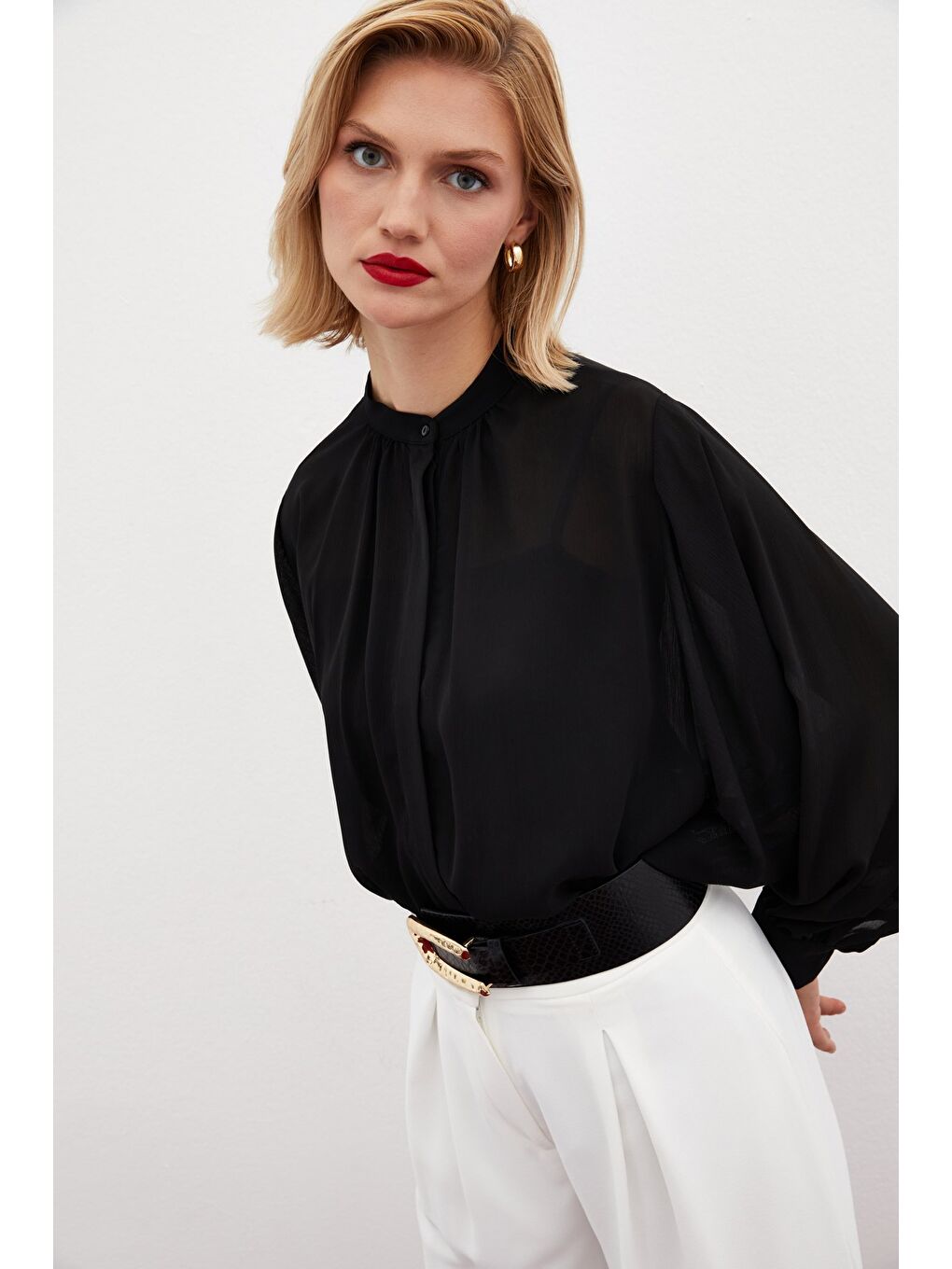 Hakim Yaka Salaş Gömlek - Siyah-2