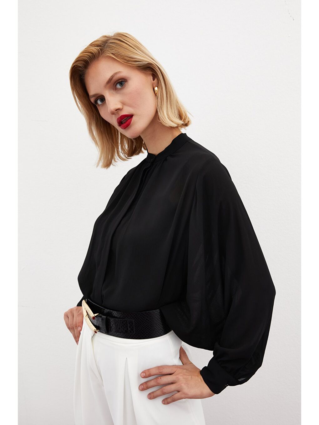 Hakim Yaka Salaş Gömlek - Siyah-3