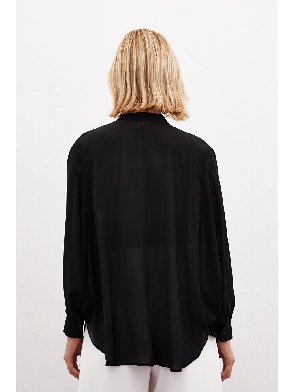 Hakim Yaka Salaş Gömlek - Siyah-5