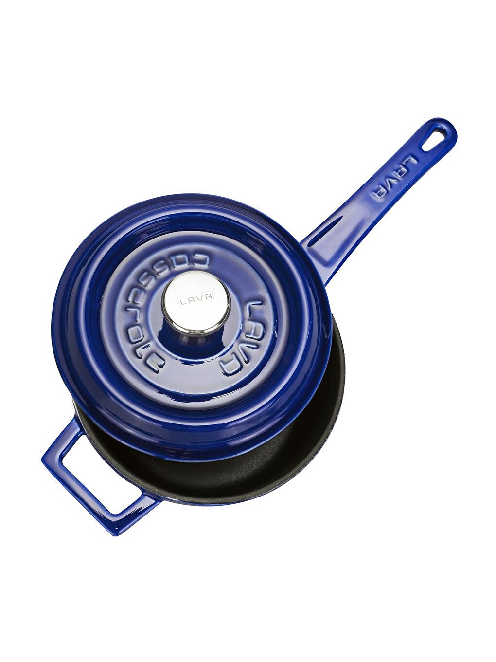 Mavi Yuvarlak Sos Tenceresi Döküm Demir Yekpare Saplı Premium Serisi Çap(Ø)16cm.-2