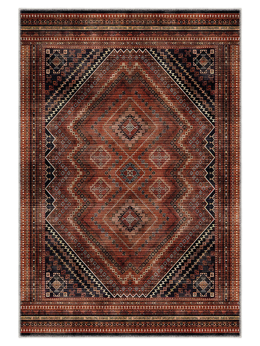 Bordo Dekoratif Özel Tasarım Yıkanabilir İnce Kaymaz Tabanlı Modern Halı KECE FR18