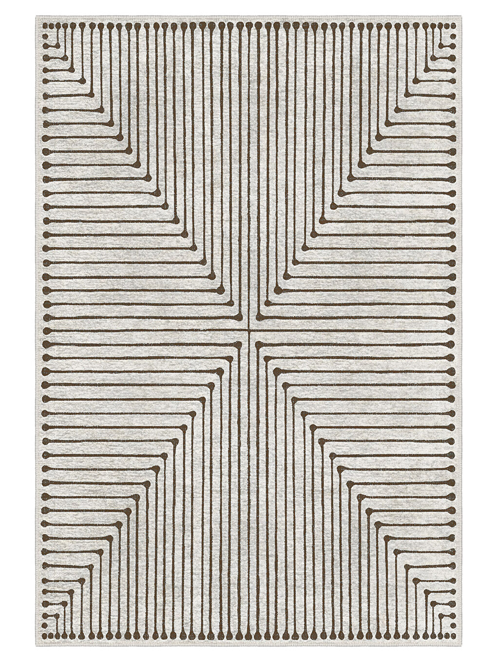 Beyaz Dekoratif Özel Tasarım Yıkanabilir İnce Kaymaz Tabanlı Modern Halı KECE FR18