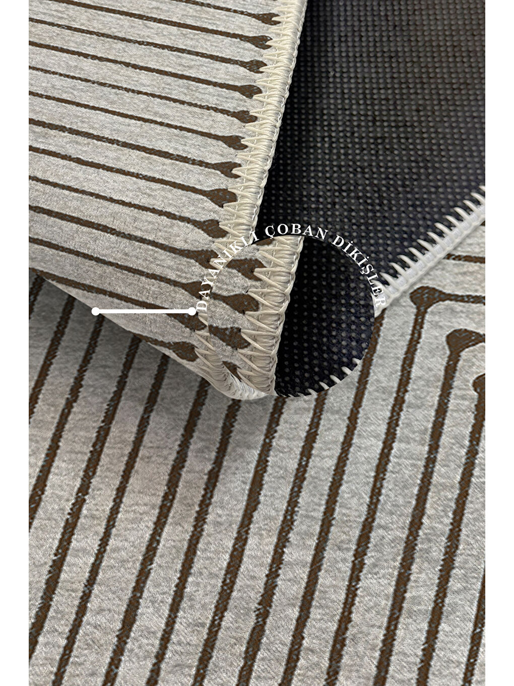 Beyaz Dekoratif Özel Tasarım Yıkanabilir İnce Kaymaz Tabanlı Modern Halı KECE FR18-3