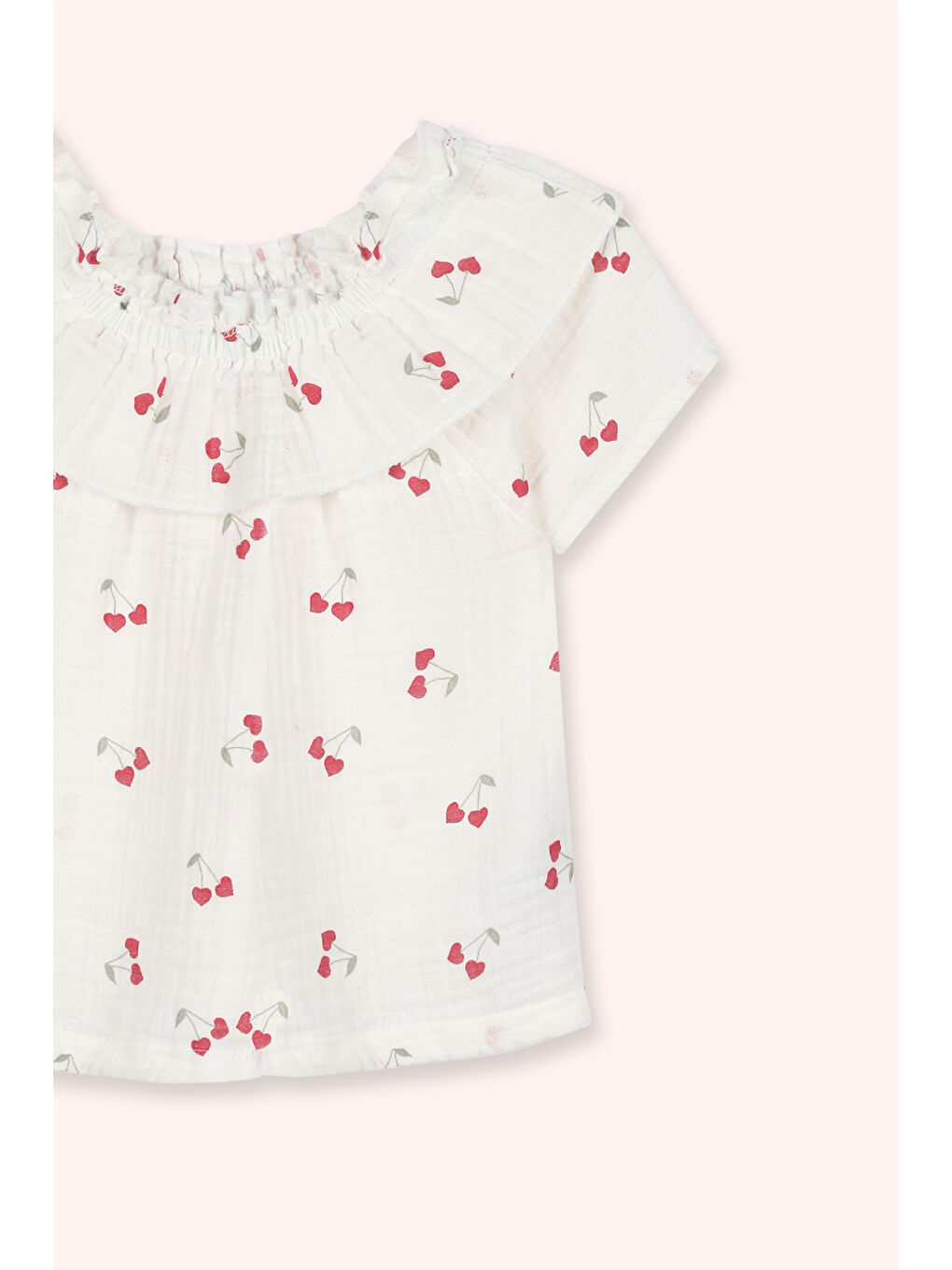 Kız Bebek Kiraz Desenli Beyaz Bluz-2