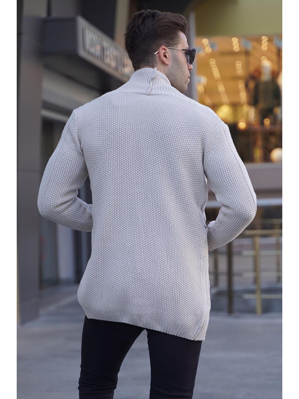 Madmext Bej Taş Basic Örgü Hırka 5996 - 1
