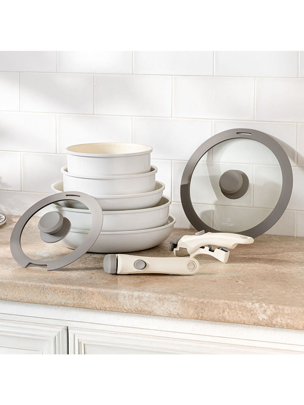 Gri Easy Click 9 Parça Tencere Seti-8