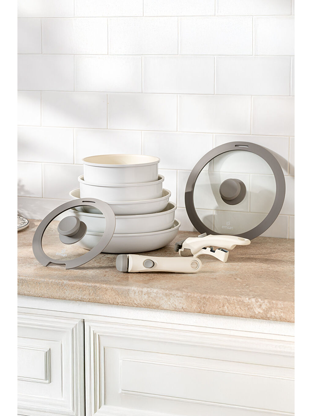 Gri Easy Click 9 Parça Tencere Seti-9