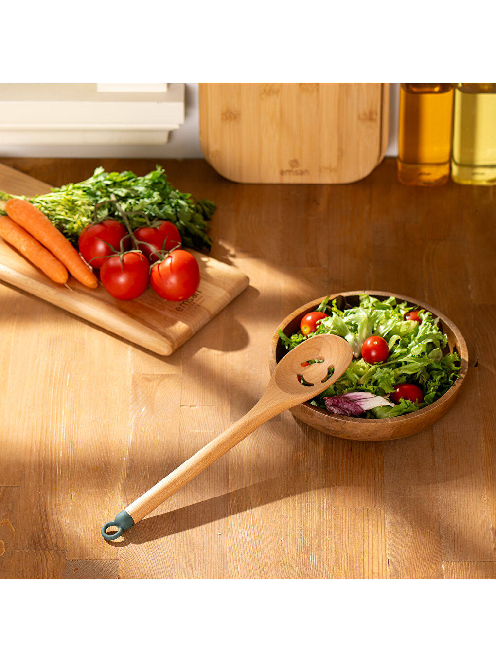 Kahverengi Rustik Bambu Oluklu Kaşık 28 cm-6