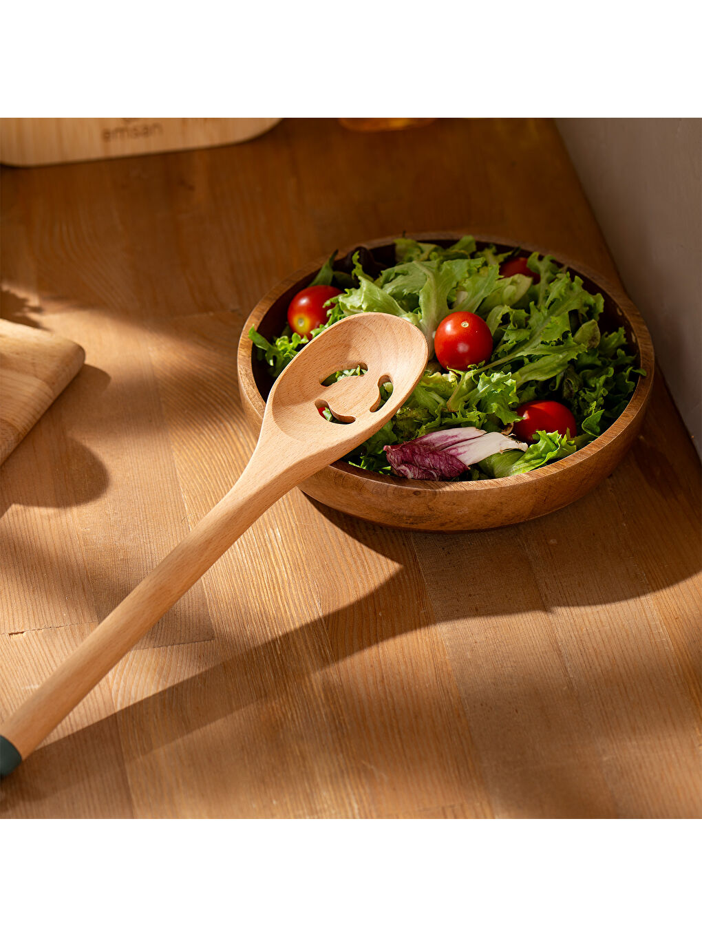 Kahverengi Rustik Bambu Oluklu Kaşık 28 cm-7