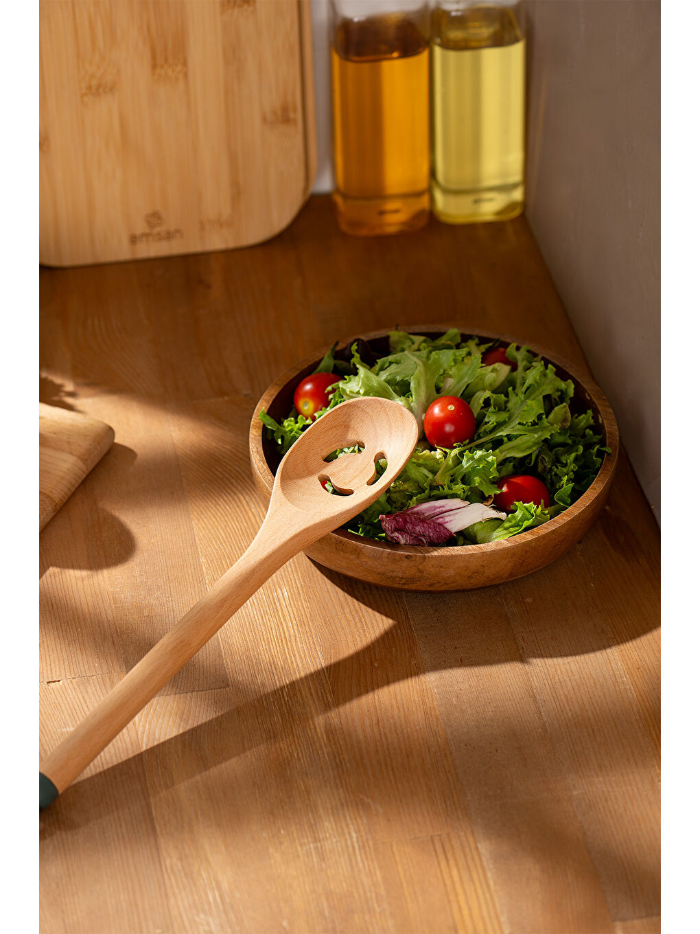 Kahverengi Rustik Bambu Oluklu Kaşık 28 cm-3