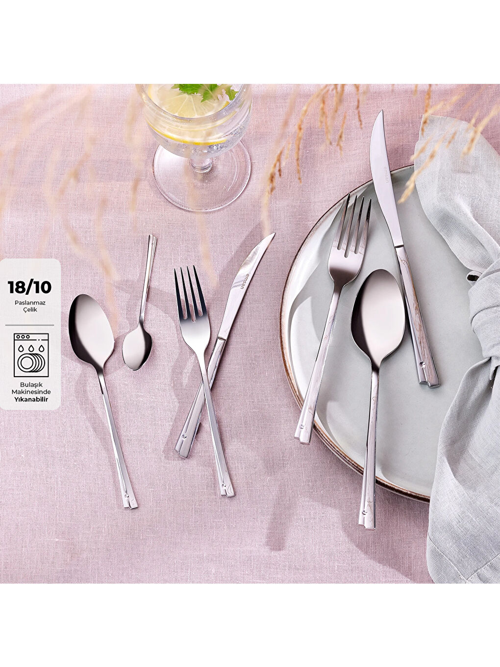 Gri Accura 84 Parça 12 Kişilik Çatal Kaşık Bıçak Takımı-6