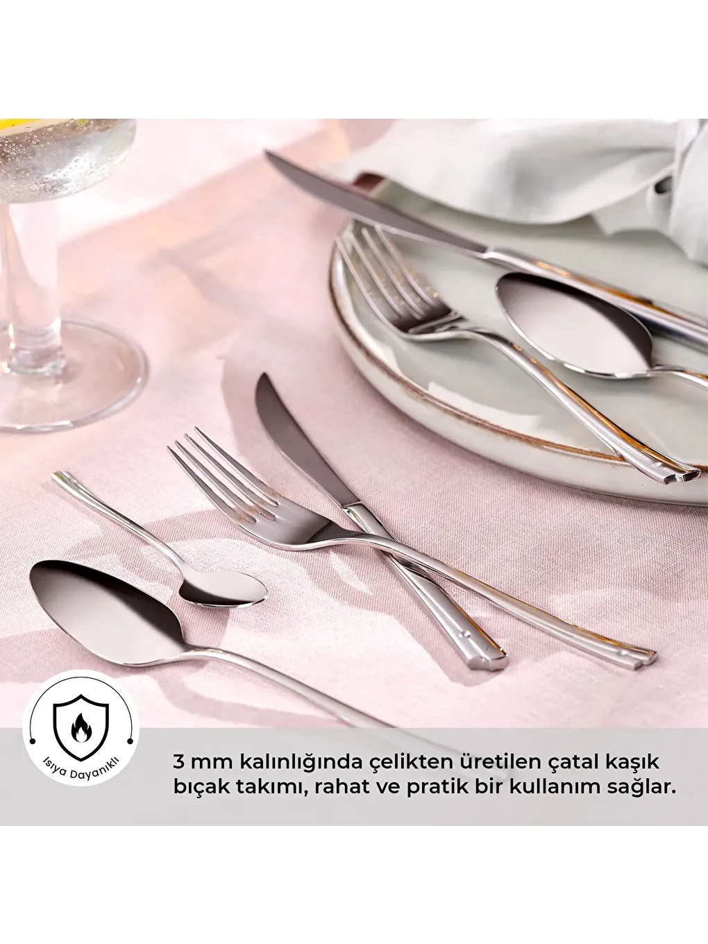 Gri Accura 84 Parça 12 Kişilik Çatal Kaşık Bıçak Takımı-7