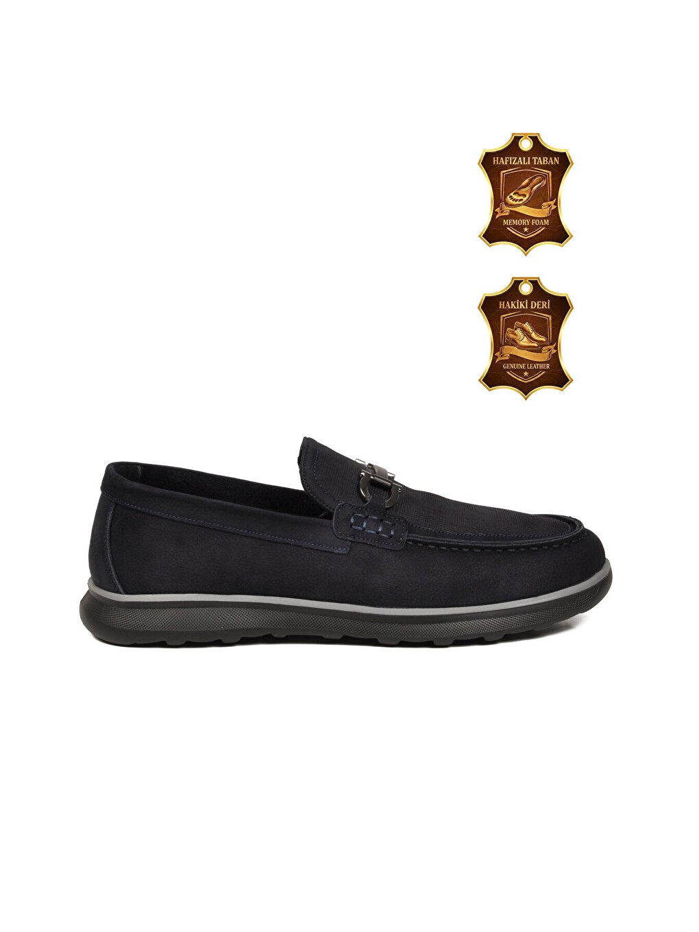 Lacivert Nubuk Hakiki Deri Hafızalı Rahat Tabanlı Erkek Casual Ayakkabı Loafer Sensitive M762 M-1