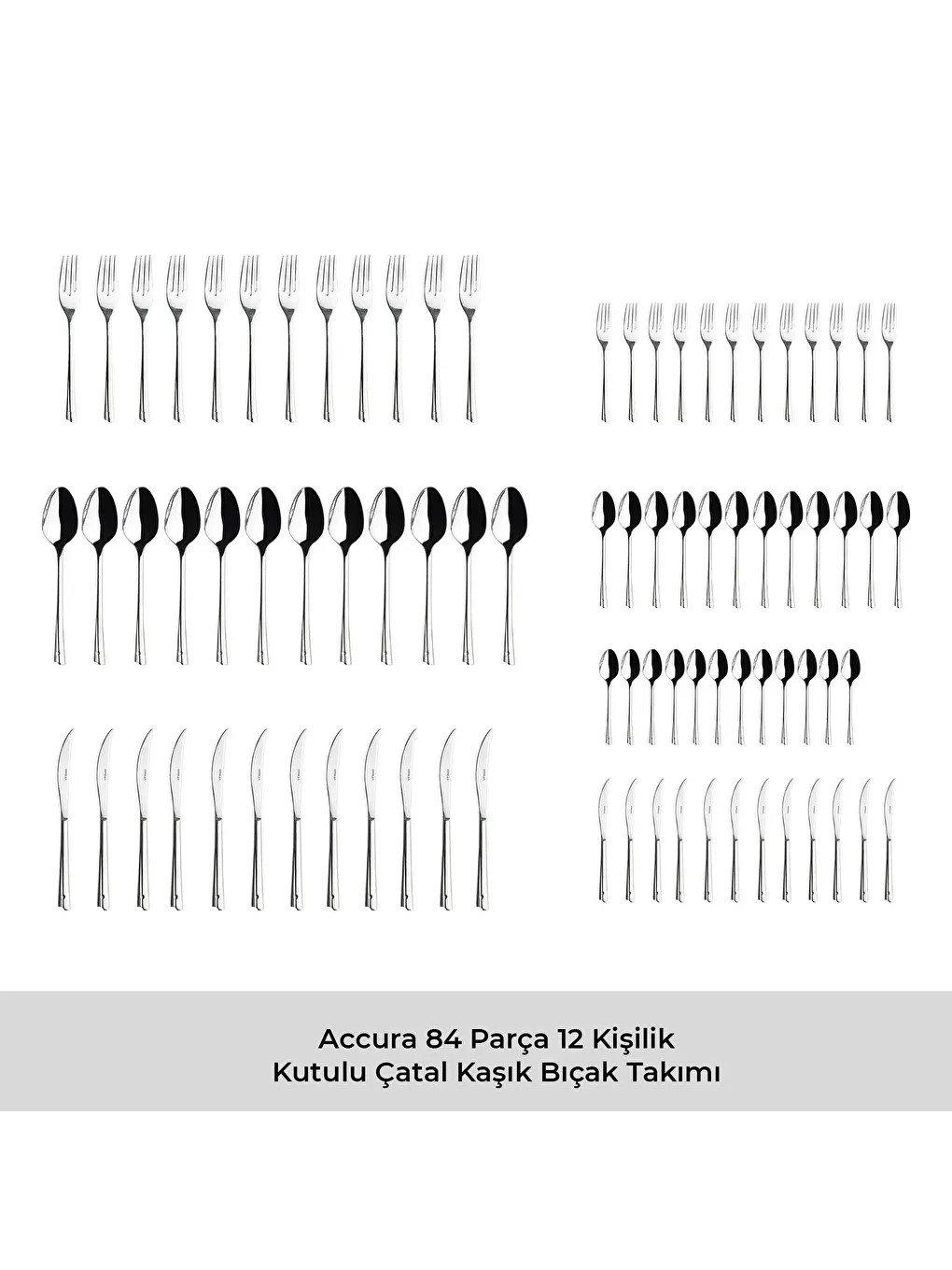 Gri Accura 84 Parça 12 Kişilik Çatal Kaşık Bıçak Takımı-10