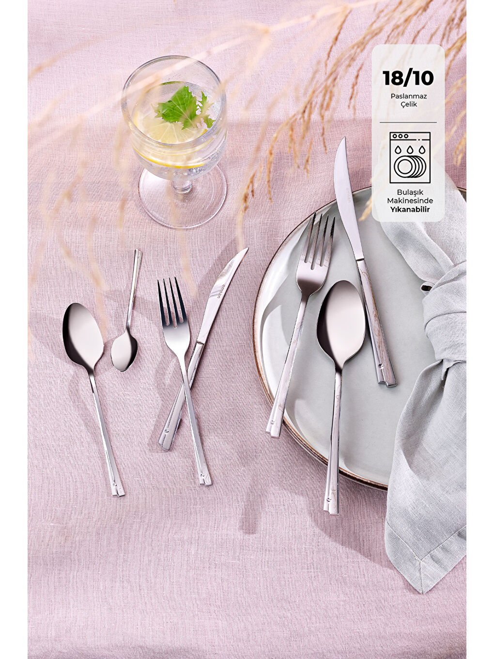 Gri Accura 84 Parça 12 Kişilik Çatal Kaşık Bıçak Takımı-1
