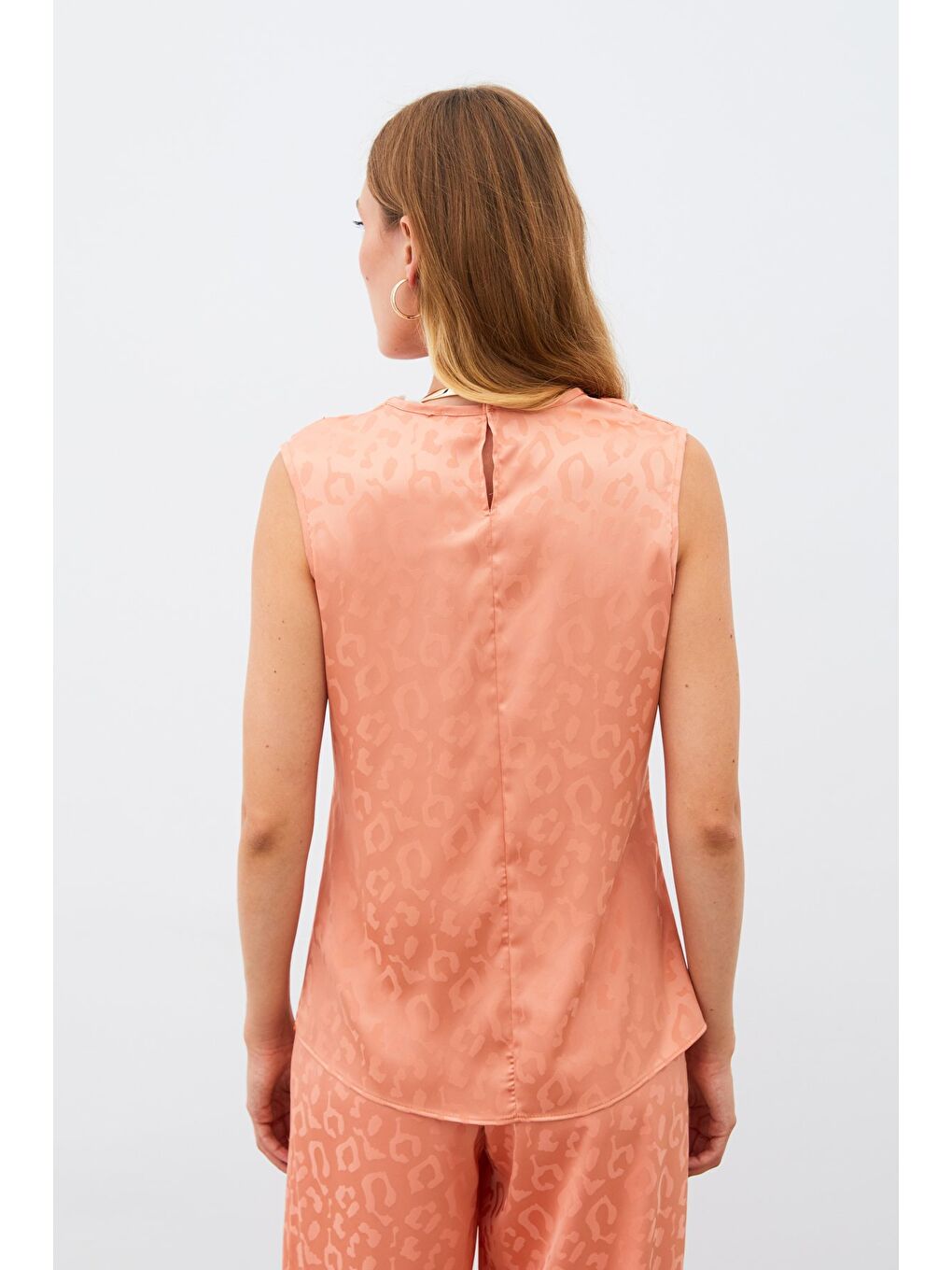 Pembe Degaje Yaka Kolsuz Bluz - Somon-5