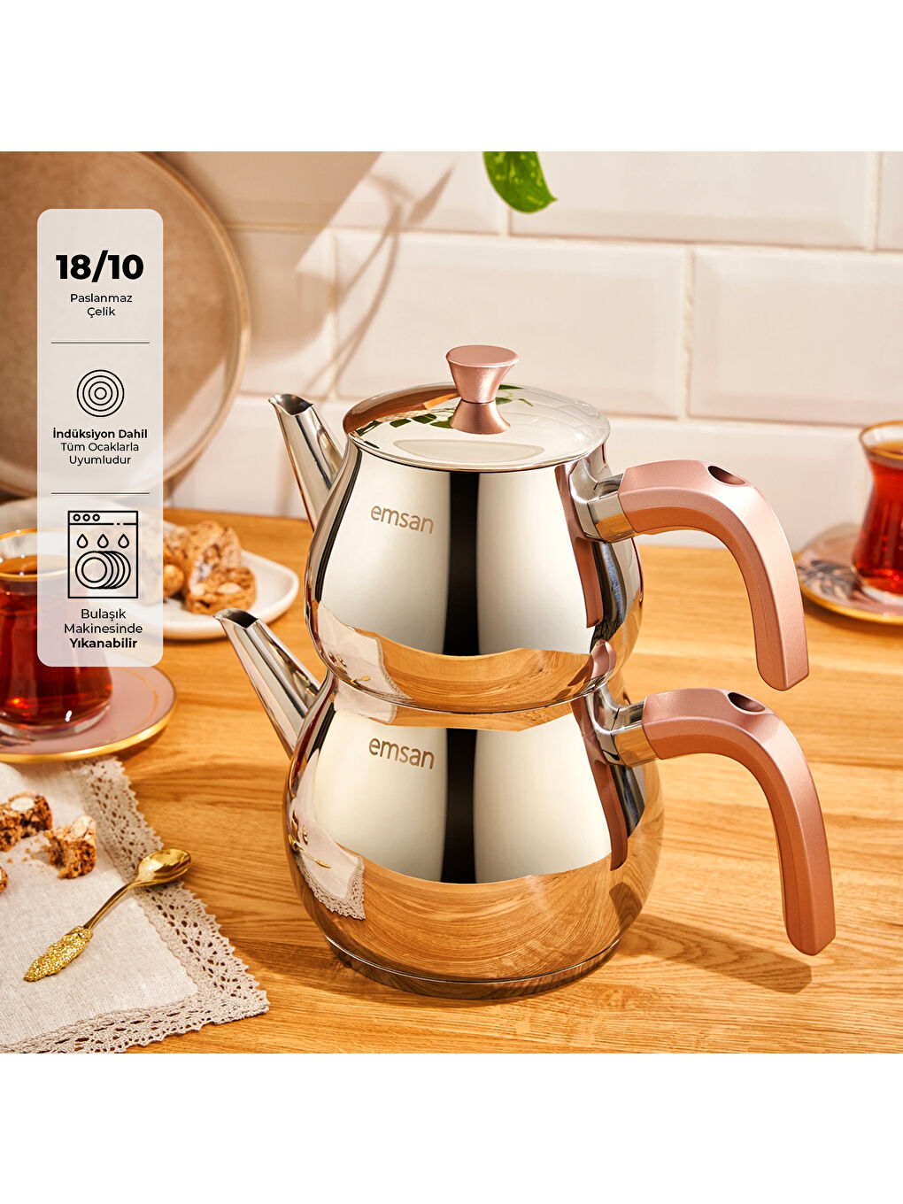 Pembe Pera Midi Çaydanlık Takımı 1.0-1.6Lt-6