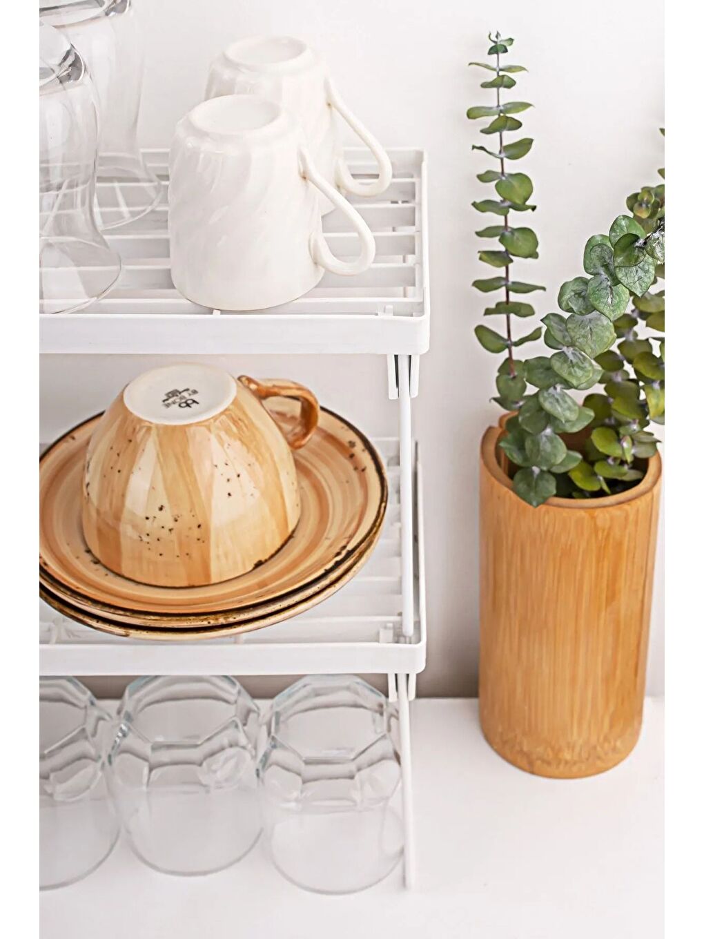 Beyaz Org-04 Dolap Içi Düzenleyici Raf Tabak Bardak Rafı Çok Amaçlı Düzenleyici-1