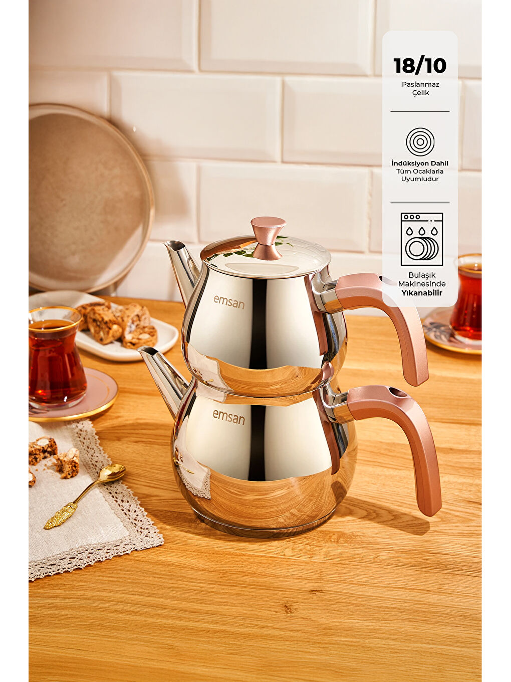 Pembe Pera Midi Çaydanlık Takımı 1.0-1.6Lt-1