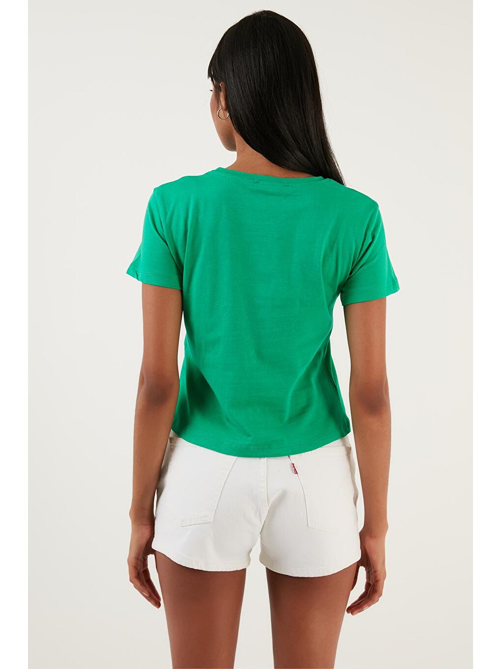 Yeşil Brooklyn Baskılı Bisiklet Yaka Dar Kesim T Shirt 5864581-4