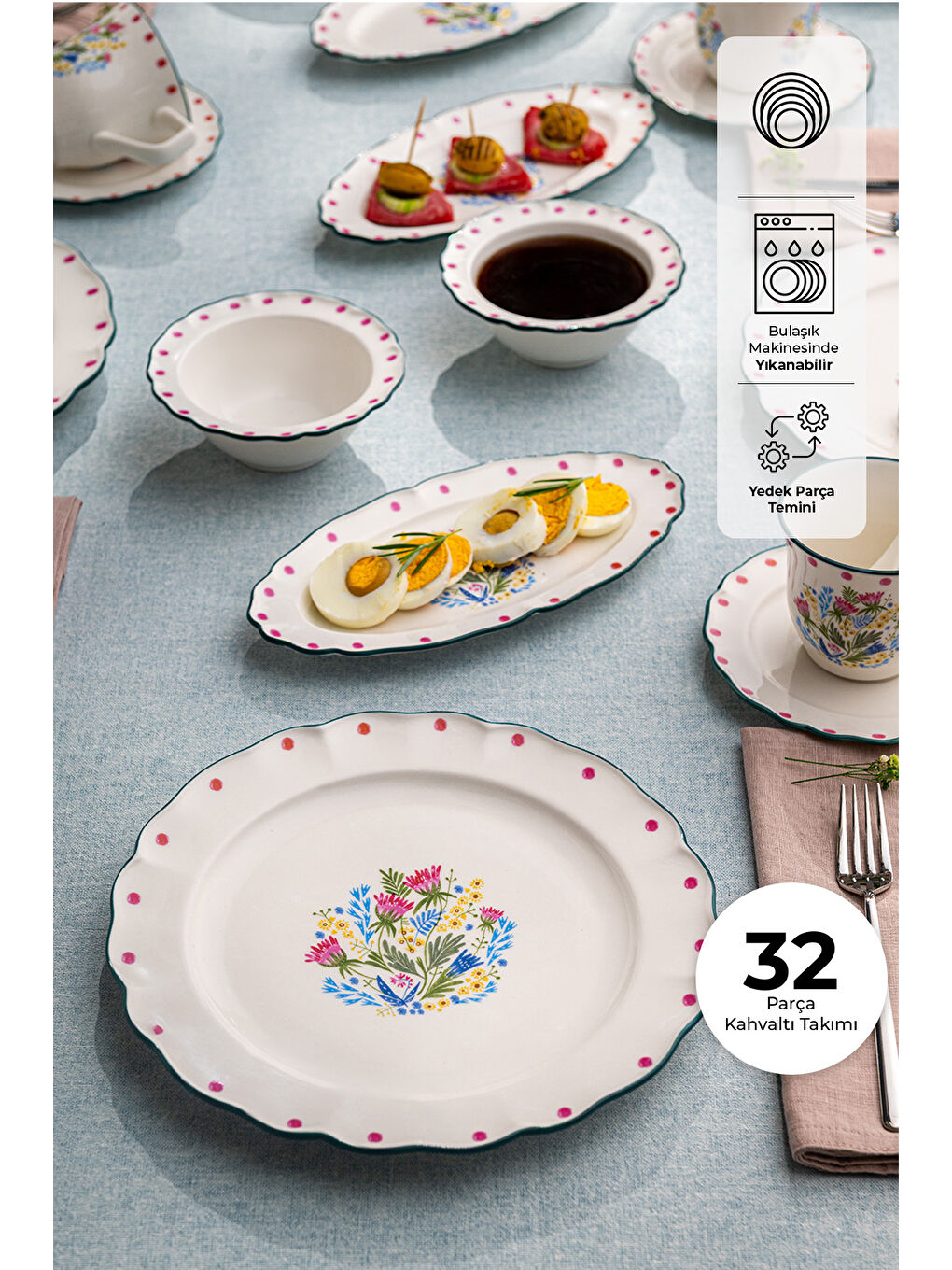 Beyaz Yolanda Porselen 32 Parça 6 Kişilik Kahvaltı/Servis Takımı-3