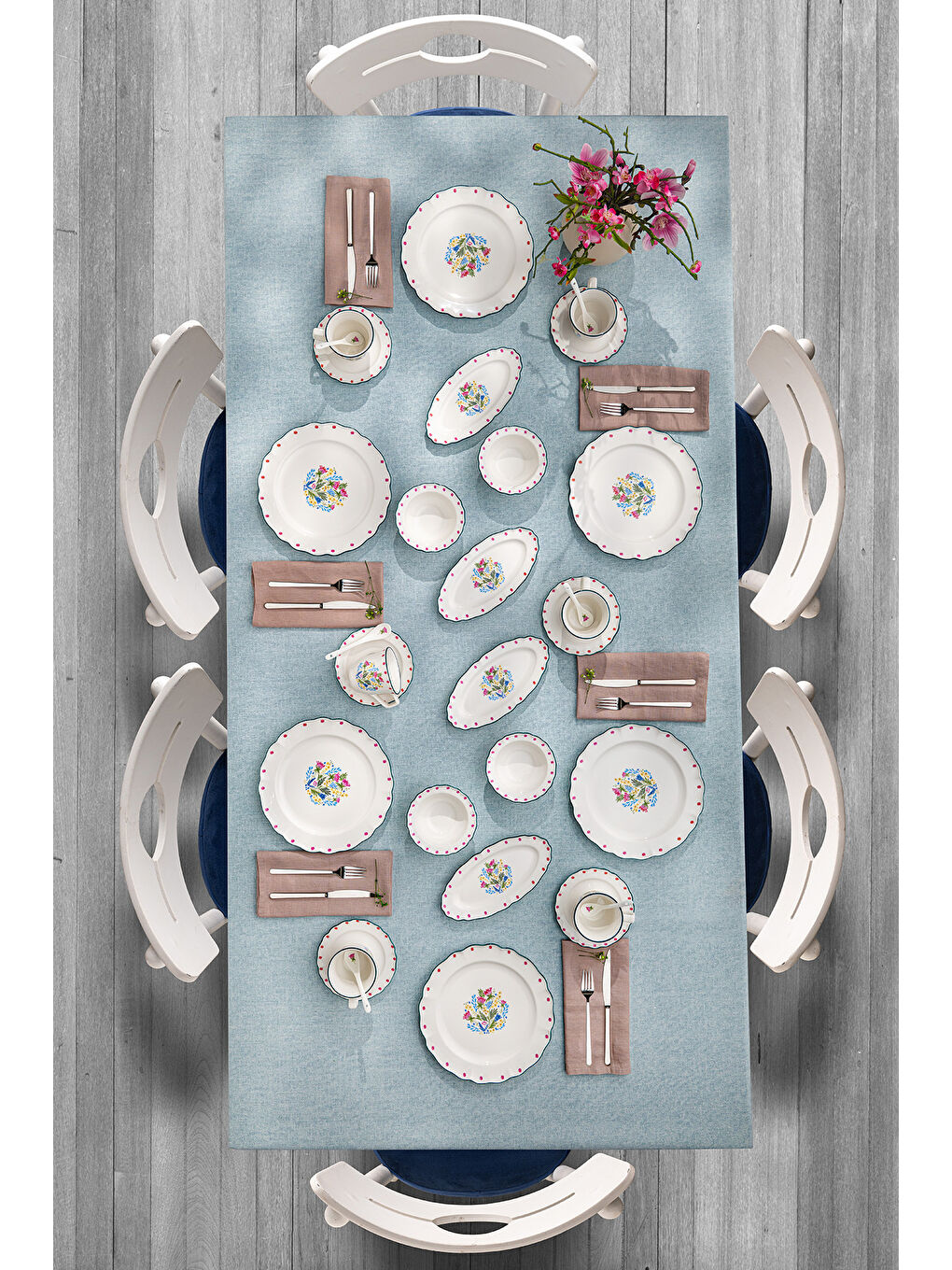 Beyaz Yolanda Porselen 32 Parça 6 Kişilik Kahvaltı/Servis Takımı-5