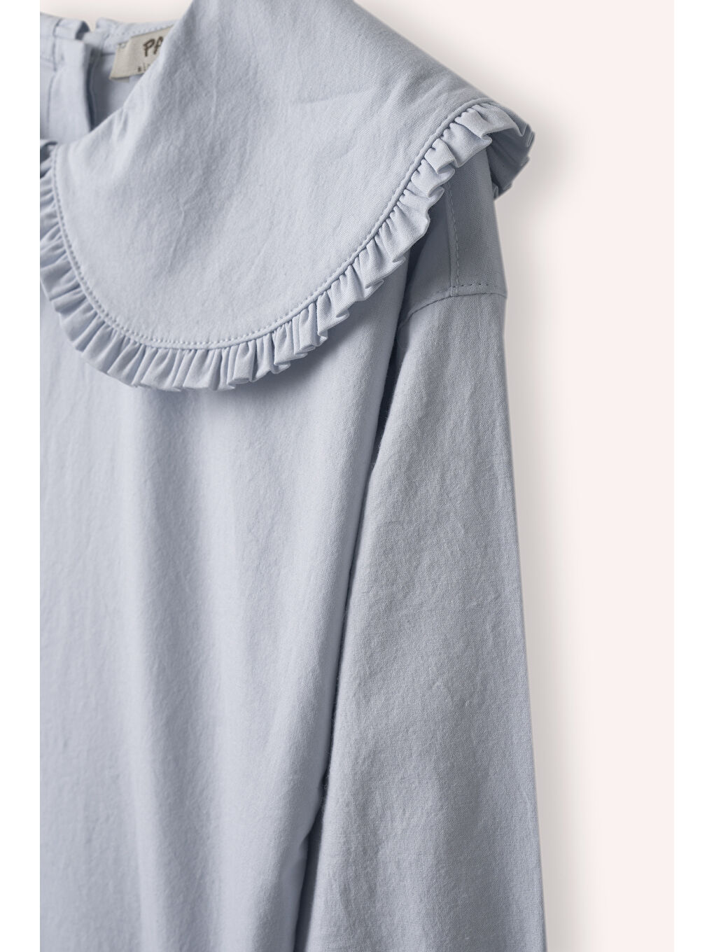 Kız Çocuk Yaka Detaylı Mavi Bluz-1