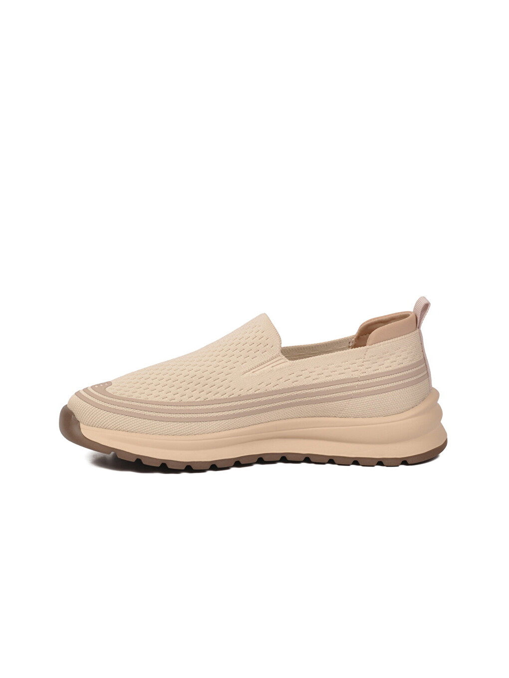 Bej Erkek Anorak Örme Nefes Alabilen Rahat Hafızalı Taban Kum Casual Ayakkabı Loafer E417 M-1