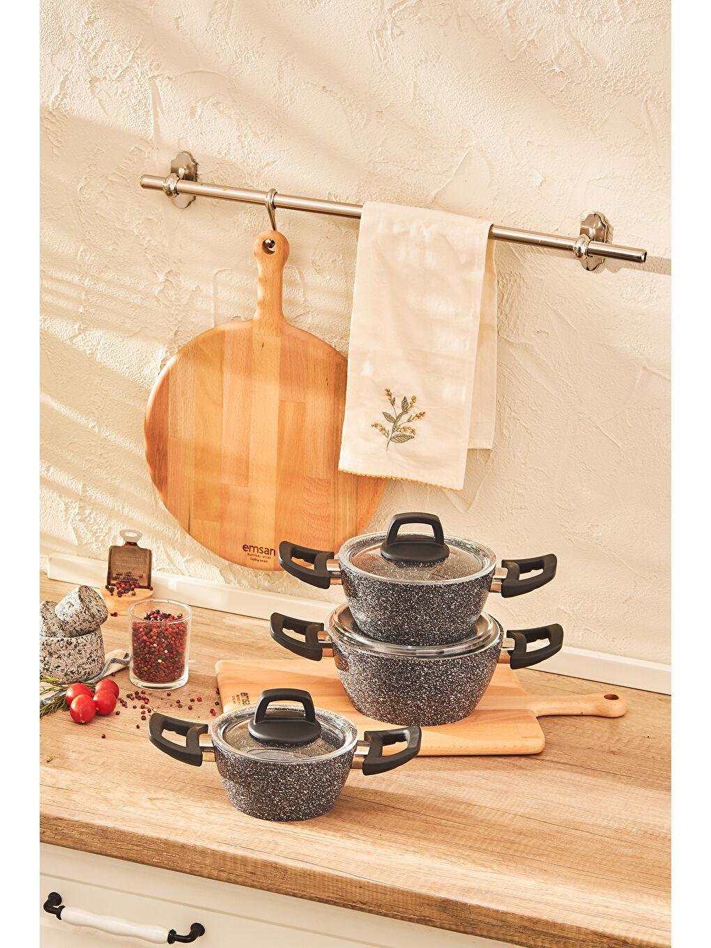 Gri Luna 6 Parça Midi Tencere Seti-5