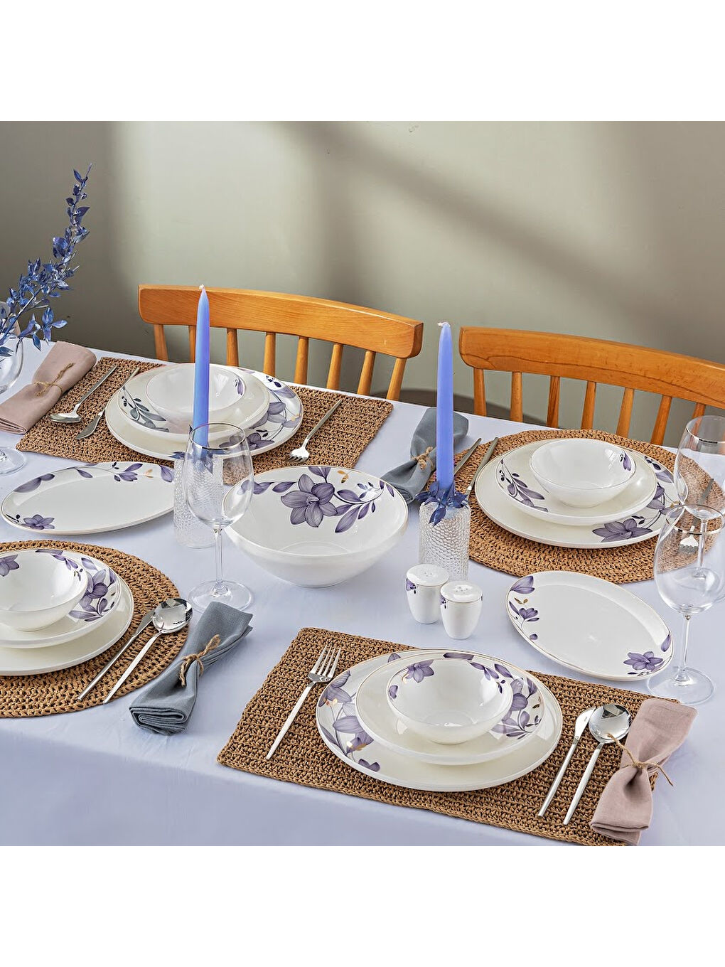 Isley New Bone 53 Parça 12 Kişilik Yuvarlak Yemek Takımı Lacivert-6