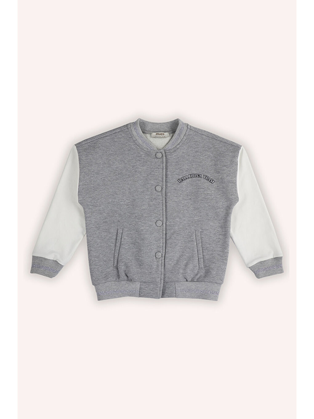 Kız Çocuk Nakış Detaylı Gri-Melanj Örme Ceket-2