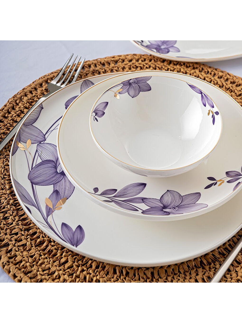 Isley New Bone 53 Parça 12 Kişilik Yuvarlak Yemek Takımı Lacivert-9