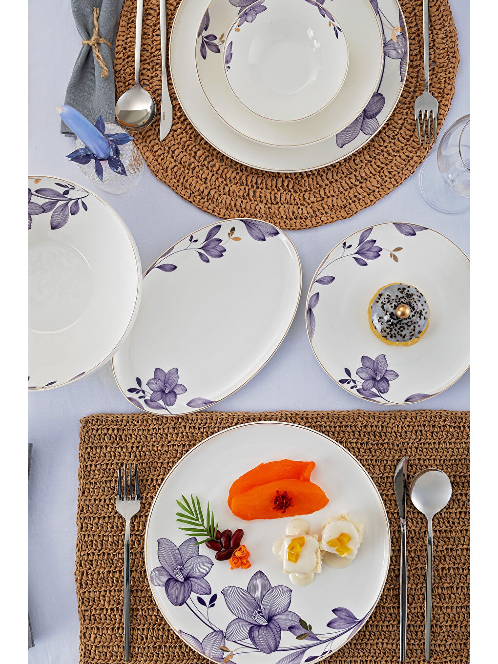 Isley New Bone 53 Parça 12 Kişilik Yuvarlak Yemek Takımı Lacivert-3