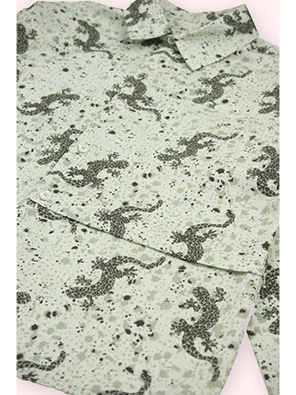 Erkek Çocuk Baskılı Yeşil Gömlek-3