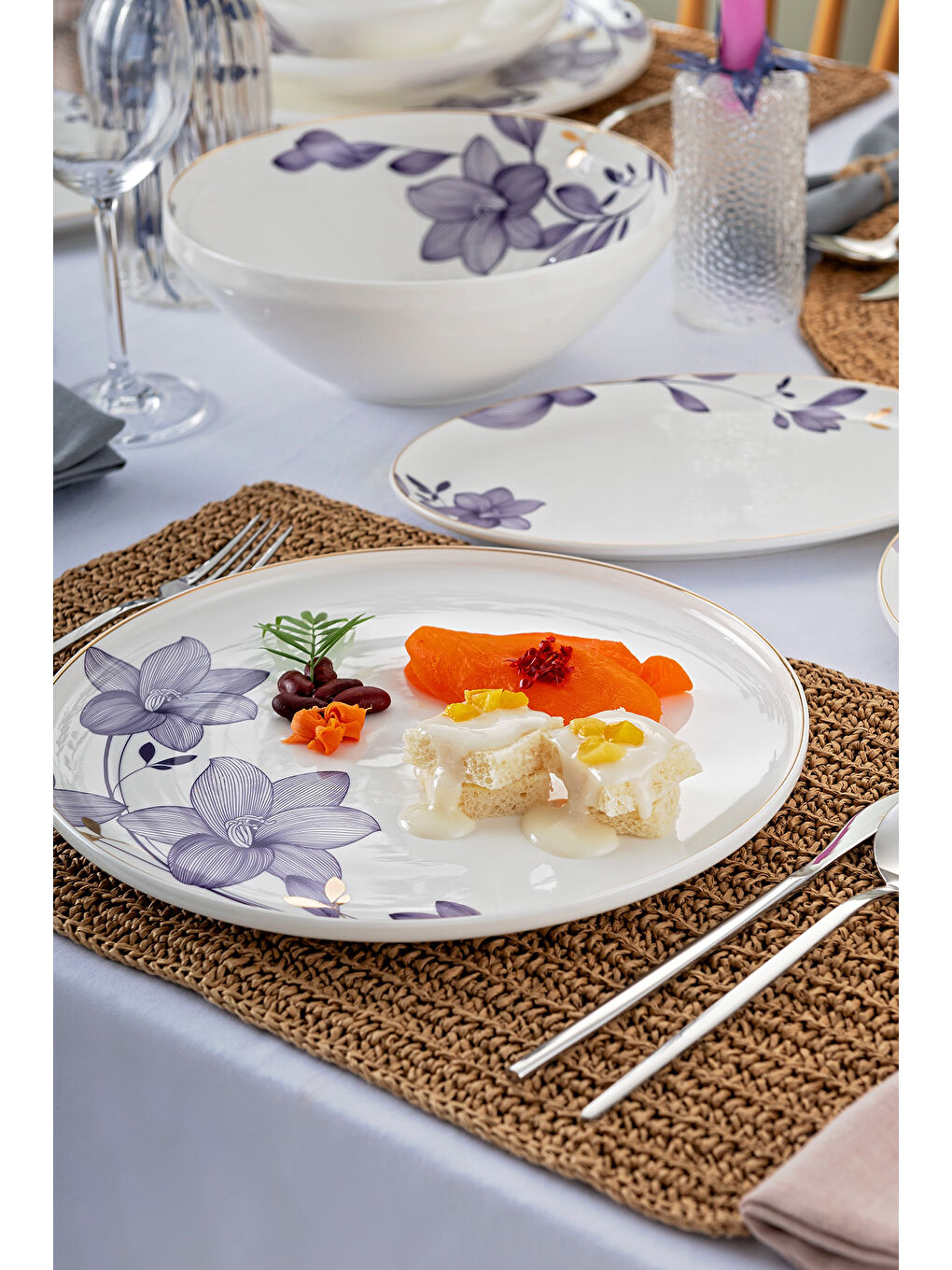 Isley New Bone 53 Parça 12 Kişilik Yuvarlak Yemek Takımı Lacivert-5