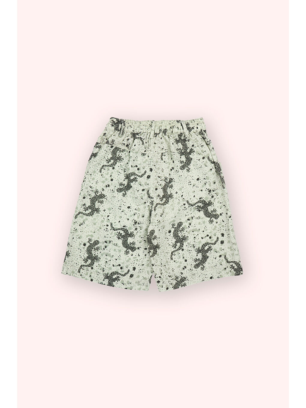 Erkek Bebek Baskı Detaylı Yeşil Şort-1