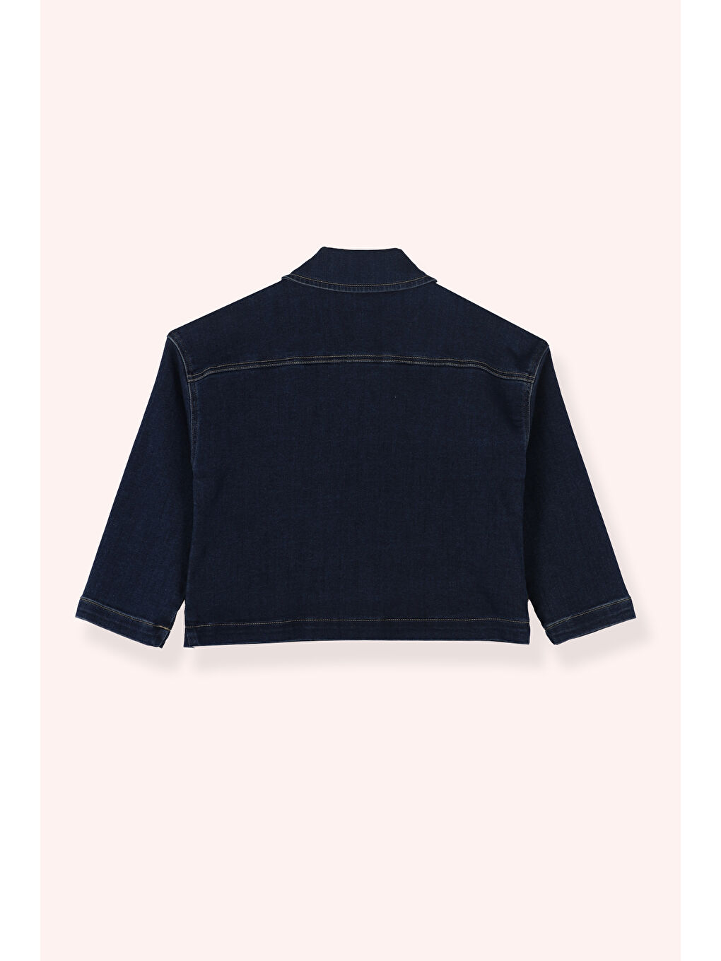 Kız Bebek Dikiş Detaylı Cepli Lacivert Jean Ceket-2